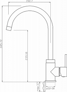 Смеситель д/кухни ETA картридж d35 3503/G черный  ARGO 34180  