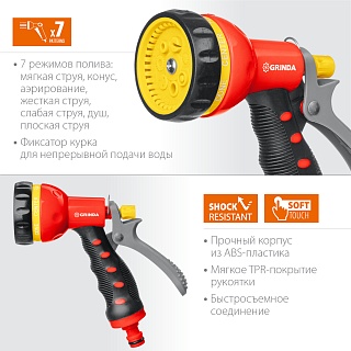 Пистолет-распылитель GRINDA T-7, 7-позиционный, курок сзади  (8-427185) 