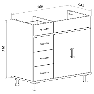 Комплект мебели 90 "Купер-90" напольная правый 2дв. + 4 ящика МISTY  (ум.Барселона-90)