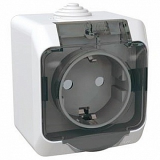 Розетка наруж. PA16-044B "Этюд" (16 А, IP44), з/к, с крышкой Schneider Electric (364231)