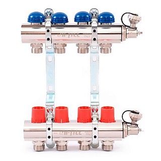 Коллектор 1"x3/4"ЕК 4 выхода с регулировочными и термостатическими вентилями (441E4304) Uni-Fitt