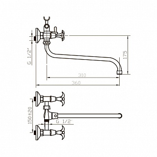 Смеситель д/ванны IRIS керамика  картриджное переключение 202I ARGO 19838