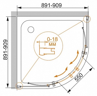 ДУШЕВОЙ УГОЛОК CEZARES PRATICO-R-2 90-P-Cr