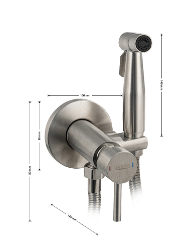 MAGNUS Смеситель гигиенический ВРЕЗНОЙ из нержавеющей стали (2072) 