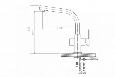 Смес д/кухни Kaiser Sonat ф35 под фильтр черный матовый (34044-9)