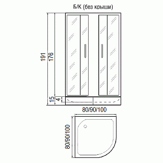 Ограждение душевое RIVER DON LIGHT 90/15 MT с поддоном