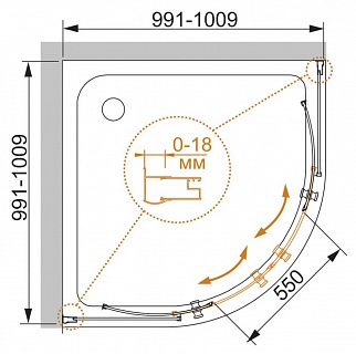 ДУШЕВОЙ УГОЛОК CEZARES PRATICO-R-2 100-C-Cr