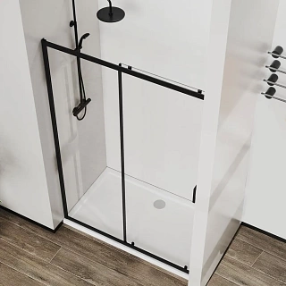 Дверь для душа VINCEA City VDS-5CT120CLB, 1200, черный, стекло прозрачное 5 мм