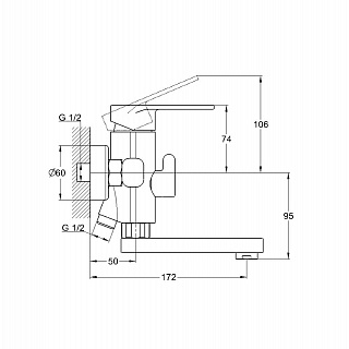Смеситель д/ванны G-lauf (NOB3-A128) ф35 короткий излив (8)
