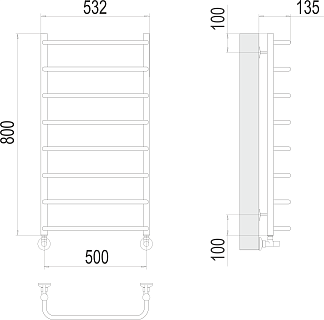 Полотенцесушитель 500х800 П8 "Стандарт" TERMINUS 