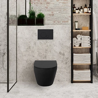 Унитаз подвесной Belbagno "COLORATO" безободк. сид.м/л черный матовый  (BB062CHR-MB+BB062SC-MB)