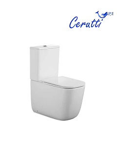 Унитаз-компакт Cerutti SPA "ALVARO Tornado" безободковый сид.дюропл. м/лифт CT11089