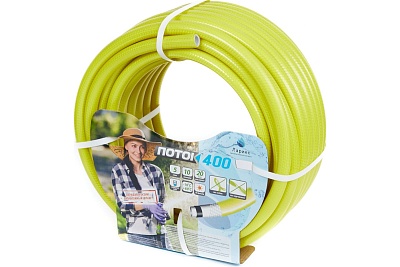 Шланг поливочный пятислойн. "ПОТОК400" 3/4" 5-ти слойный, арм,желтый (бухта 25м) 19-25 СКИДКА 20% ВСЕМ