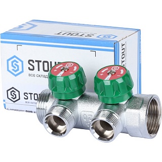 Коллектор распределительный 1", 2 отвода 3/4"ЕК (SMB 6850-013402) STOUT