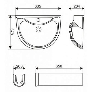 Умывальник с пьед."Престиж" белый   ( Ст.Оскол )