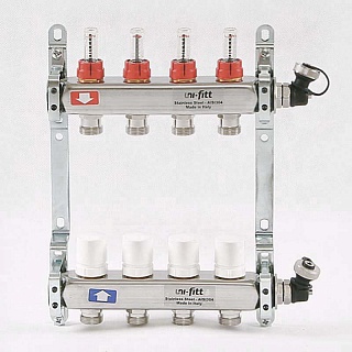 Коллектор нерж. с расходомерами 1"х3/4" на  4 выхода (450I4304(R) Uni-Fitt 