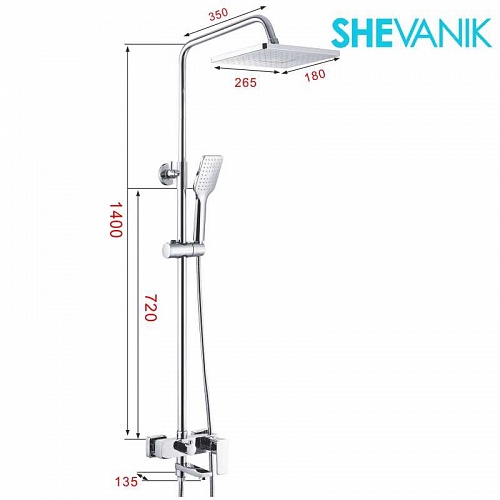 Душ. система SHEVANIK хром S9536