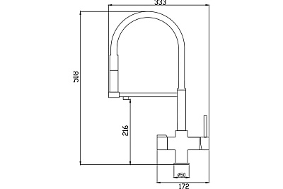 Смеситель д/кухни ROSE гибкий излив под фильтр темно-серый R758Y