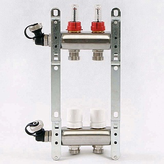 Коллектор нерж. с расходомерами 1"х3/4" на  2 выхода (450I4302(R)) Uni-Fitt 