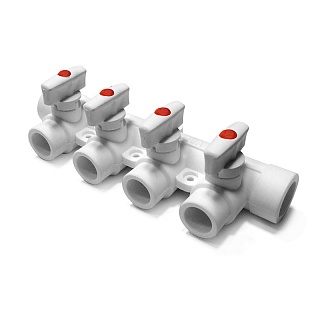 Коллектор с 4 выходами 25-20 белый (1/15) ПРО АКВА (РА6710408Р)