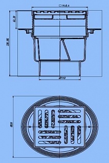 Трап верт Ду-110 с рег.нерж.решеткой сухой затвор 15*15 Ани 15D110R-M АниПласт TQ1712 (6)