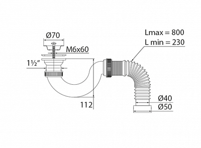 Сифон "МИНИ Элит"для душевого поддона нерж. с гофрой 1 1/2"40-50 30987087