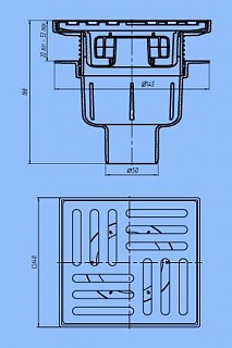 Трап верт Ду-50 с рег.нерж. решеткой 15*15 сухой АниПласт TQ5712 (10)
