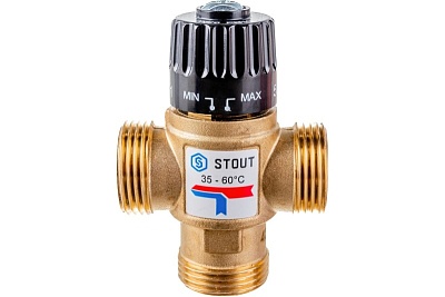 Клапан термостатический смесительный для систем отпления и ГВС G 1"НР 35-60С (SVM-0120-256025) STOUT