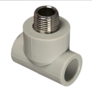 Тройник 20*1/2"нар.рез. серый (10/100) ПРО АКВА (PA25008РG)