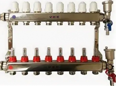 Коллектор с расходомерами 8-вых нерж. БЕЗ кранов Vieir  (VR113-08А) (3)