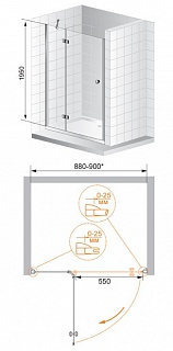 ДУШЕВАЯ ДВЕРЬ В НИШУ CEZARES VERONA B-12 100-C-Cr