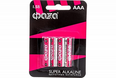 Элемент питания алкалиновый AAA/LR03 1.5В Super Alkaline BL-4 (уп.4шт) ФАZА 5000254 495348