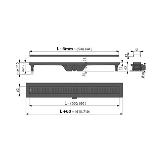 Водоотвод. желоб с порогами для перф. реш.- Simple APZ10BLACK-650M