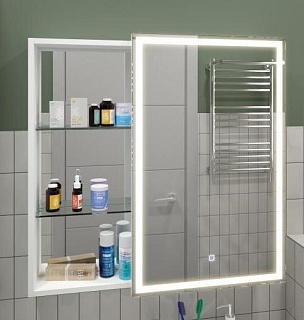 Зеркало-шкаф 80 "APERIO" 800х800 ПР подсветка, сенсор  Континент