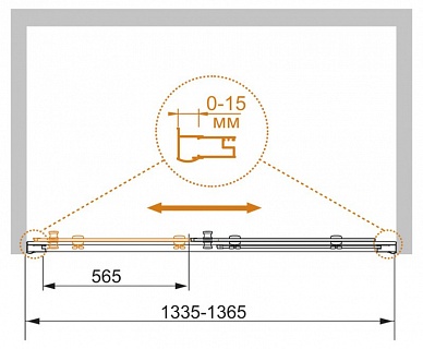 ДУШЕВАЯ ДВЕРЬ В ПРОЕМ CEZARES PRATICO-BF-1 135-P-Cr