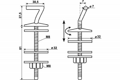Крепление д/сидения унитаза нерж (10981439)