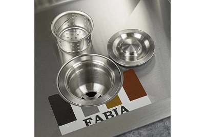 Мойка нерж врезная  FABIA PROFI ДВОЙНАЯ 80,5х44 (3,0х0.8 200) (сифон+корзина) 805443