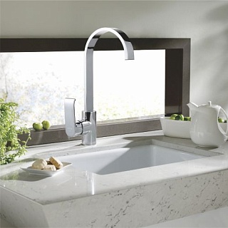 Смеситель д/кухни ROSE черный/хром R1313H