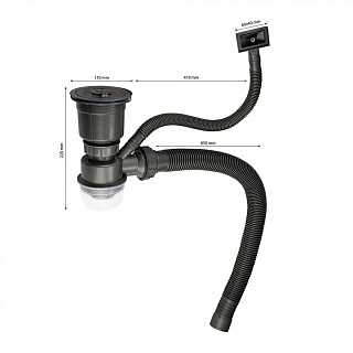 Мойка нерж врезная  FABIA PROFI 68х45 (3,0х0.9 200) ГРАФИТ с отверстием (сифон+корзина+врезка для дозатора) 68453G