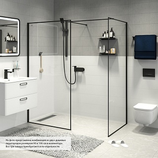 Душевая перегородка Walk In, черный 80x195, Slide, IDDIS, SLI8BS8i23