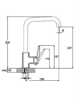 Смеситель д/кухни G-lauf (LOF4-C033)  ф35 одноручк. боковой шпилька снят с производства