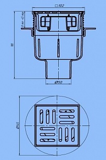 Трап верт Ду-50 с рег.нерж. решеткой 10*10 сухой АниПласт TQ5702 (12)
