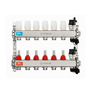 Коллектор с расходомерами 6-вых нерж. с кранами Vieir (VR123-06) (5)