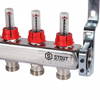 Коллектор 13-вых. нерж.ст. с расходомер. (SMS 0907 000013) STOUT