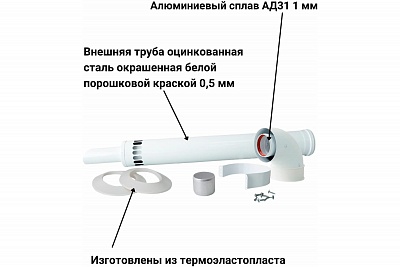 Комплект конденсационный ф60/100 KIT13C (Vaillant, Ariston, Baxi, Wolf, Ferroli) CE.00.13 C