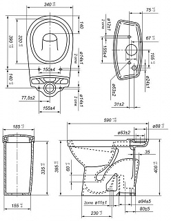 Унитаз-комп "Суперкомпакт" белый ВЫПУСК В ПОЛ  с сиден. и армат. (Ст.Оскол )