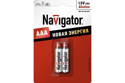 Элемент питания алкалиновый AAA/LR03 NBT-NE-LR03-BP2 (блист.2шт) NAVIGATOR 94750 149234