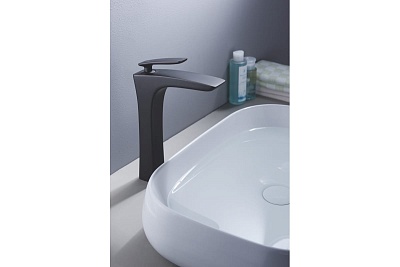 Смеситель д/раковины ROSE высокий черный R2711H