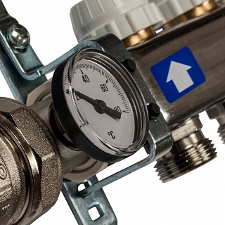 Коллектор 7-вых. нерж.ст. с кранами, терм., воздухоотв.. (SMS 0912 000007) STOUT