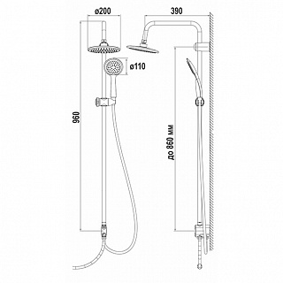 Душевая система (без смесителя) BARRON ARGO (AGD 25.1163 C) 41540 